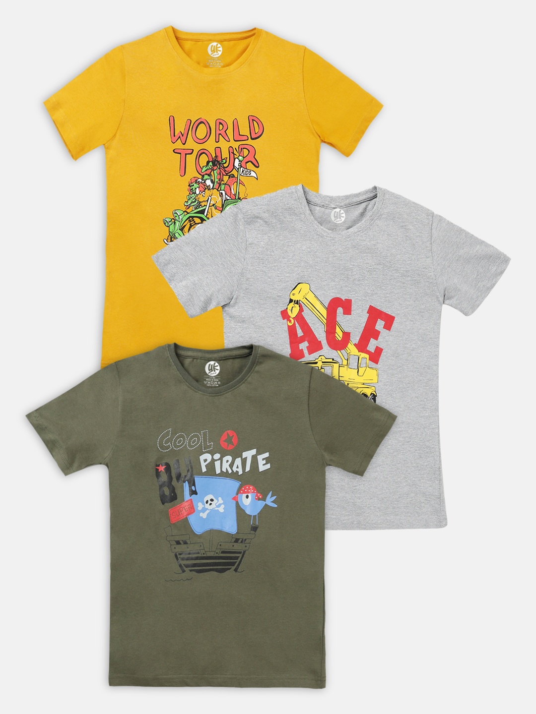 

YK Boys Typography 3 Printed Applique T-shirt, Multi