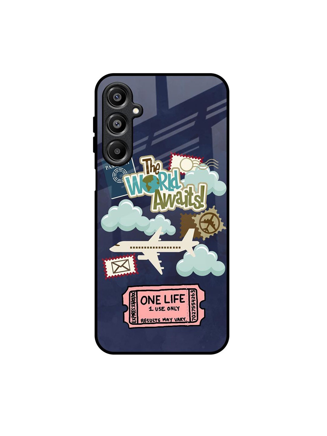 

QRIOH Tour The World Samsung Galaxy A16 5G Impact Resistant Back Case, Navy blue