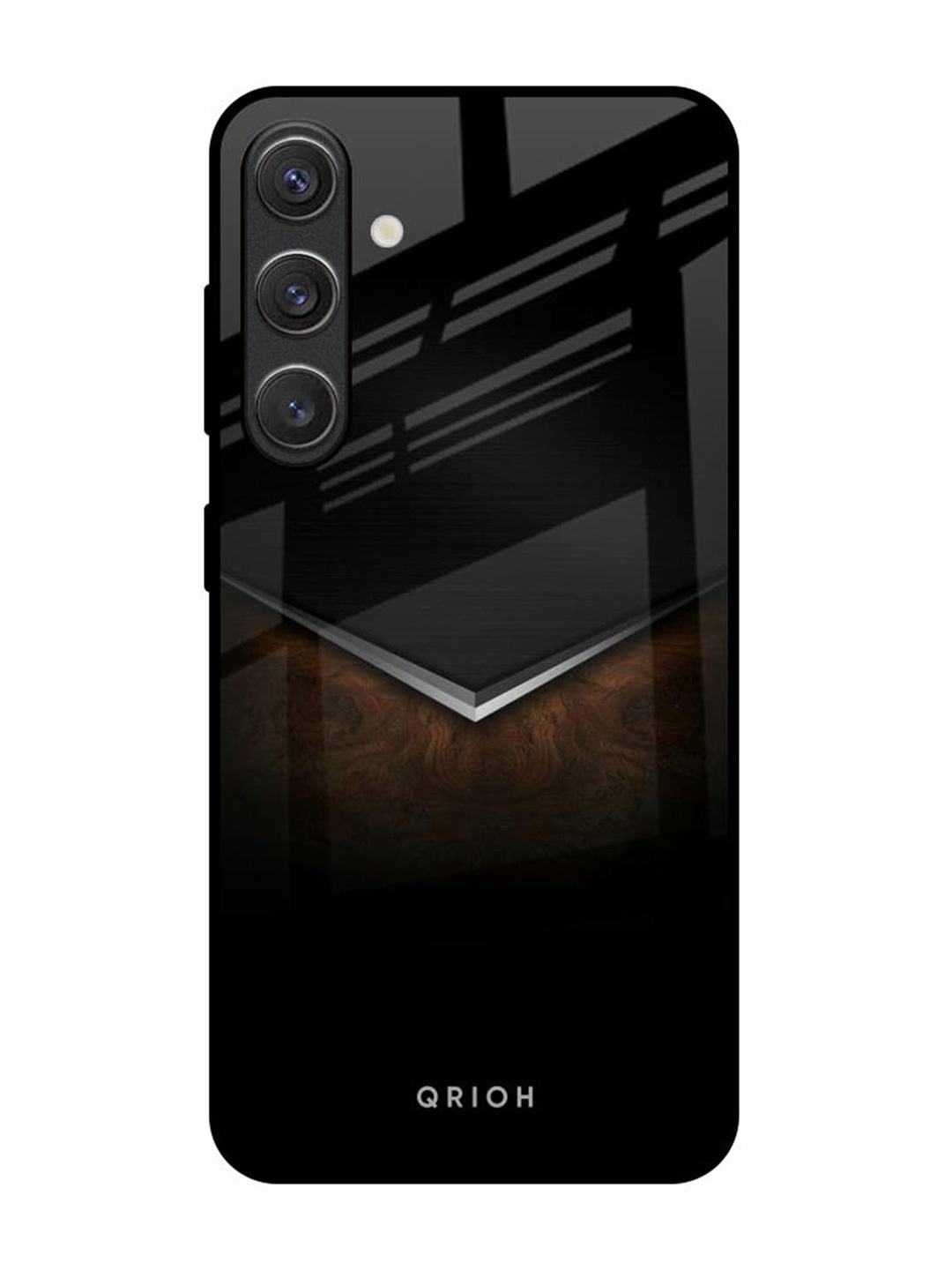 

QRIOH Dark Walnut Real Samsung Galaxy S25 5G Impact Resistant Back Case, Black