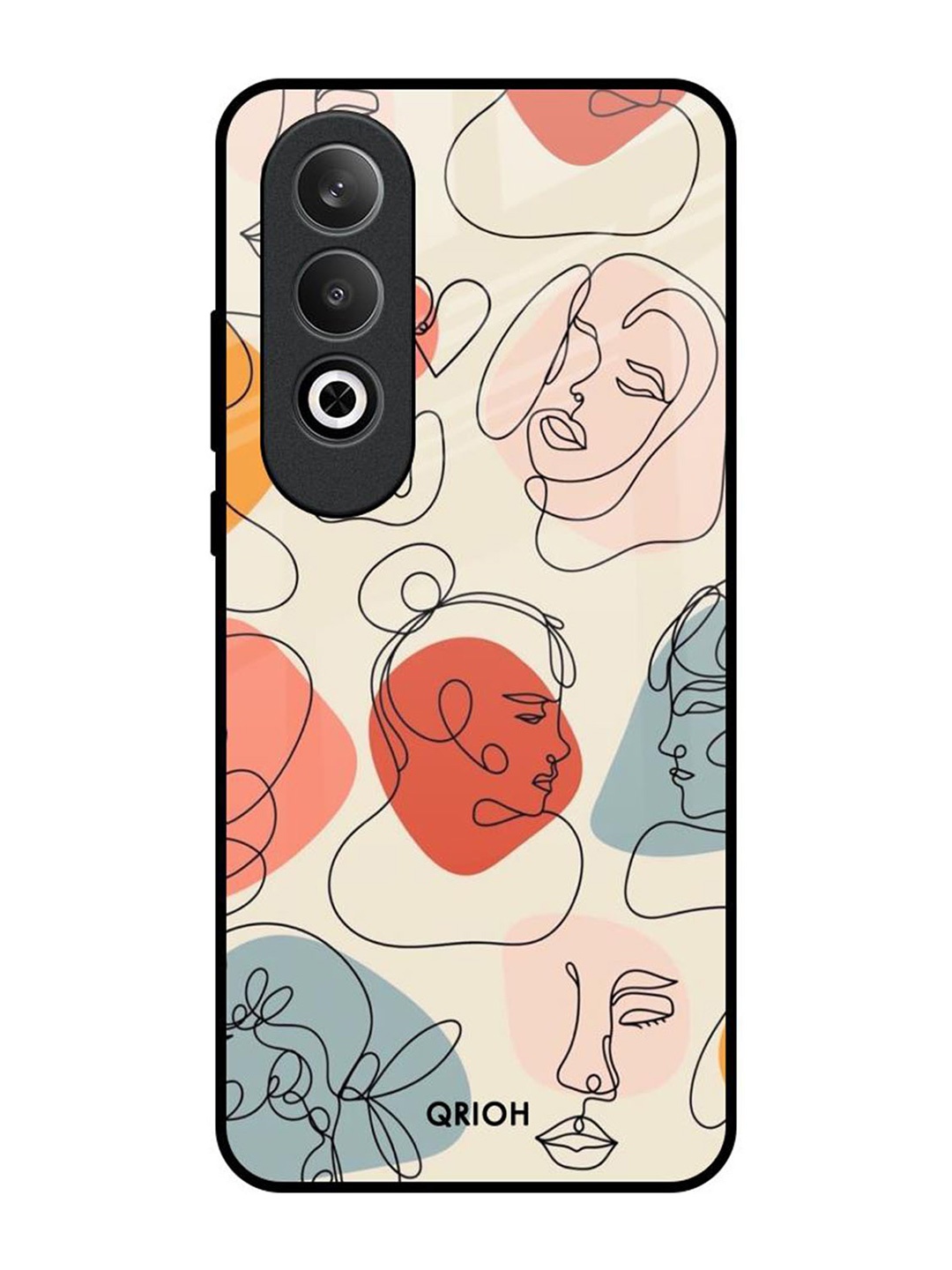 

QRIOH Abstract Faces OnePlus Nord CE4 5G Impact Resistant Back Case, Cream
