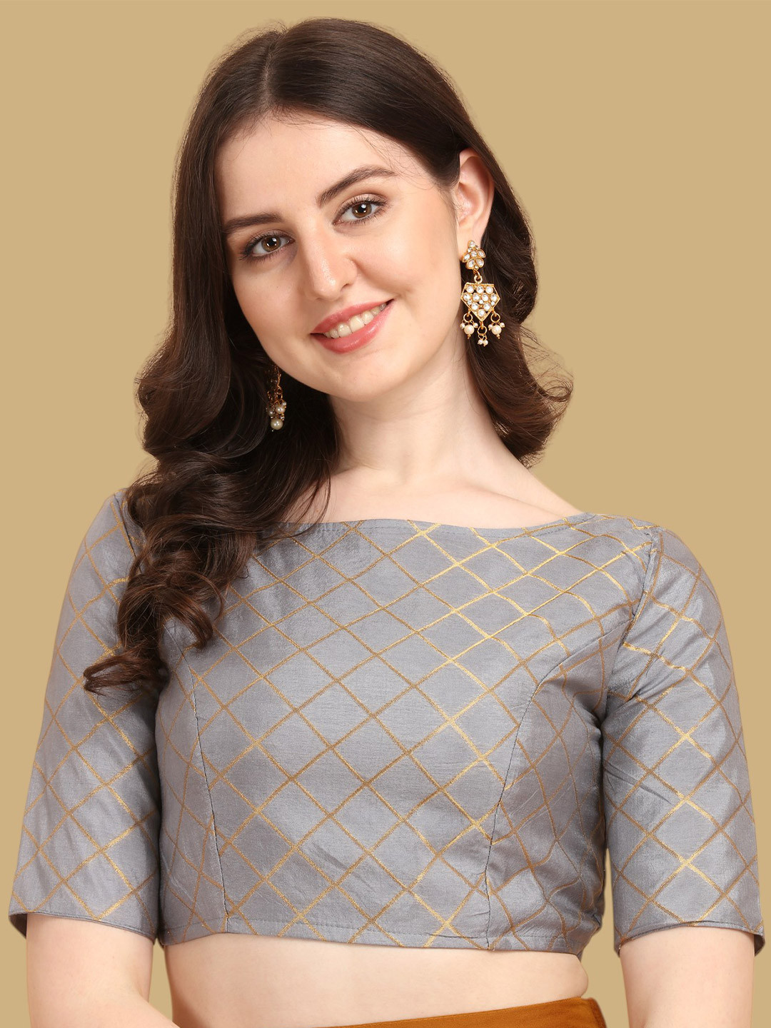 

Oomph! Woven Design Traditional Saree Blouse, Grey