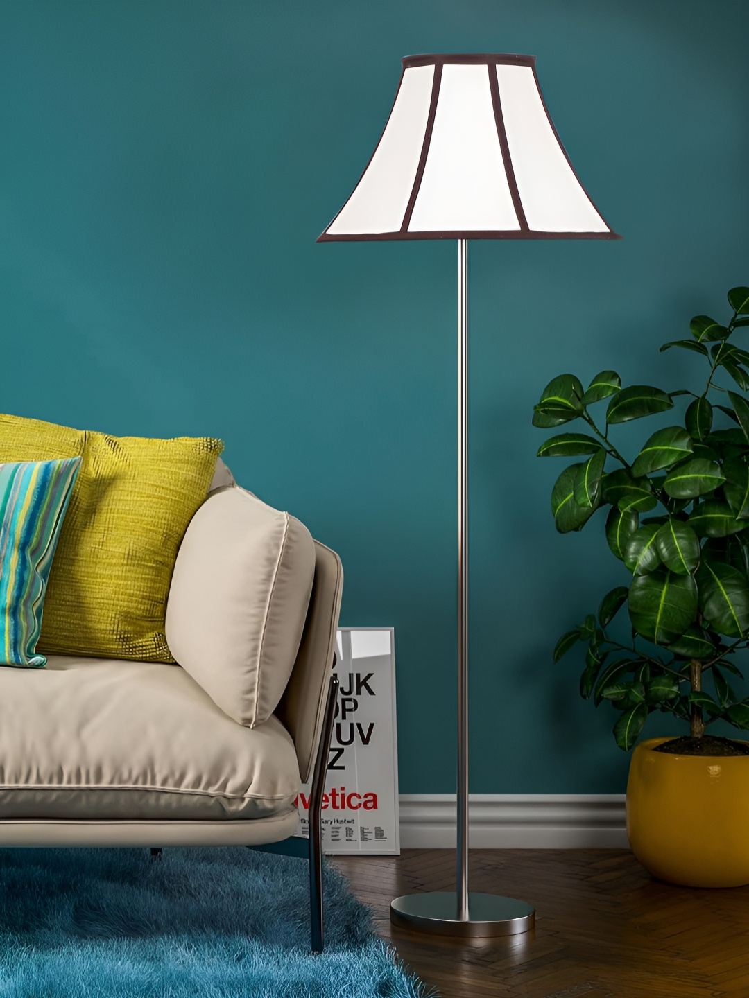 

Devansh White & Brown Striped Frustum Floor Lamps