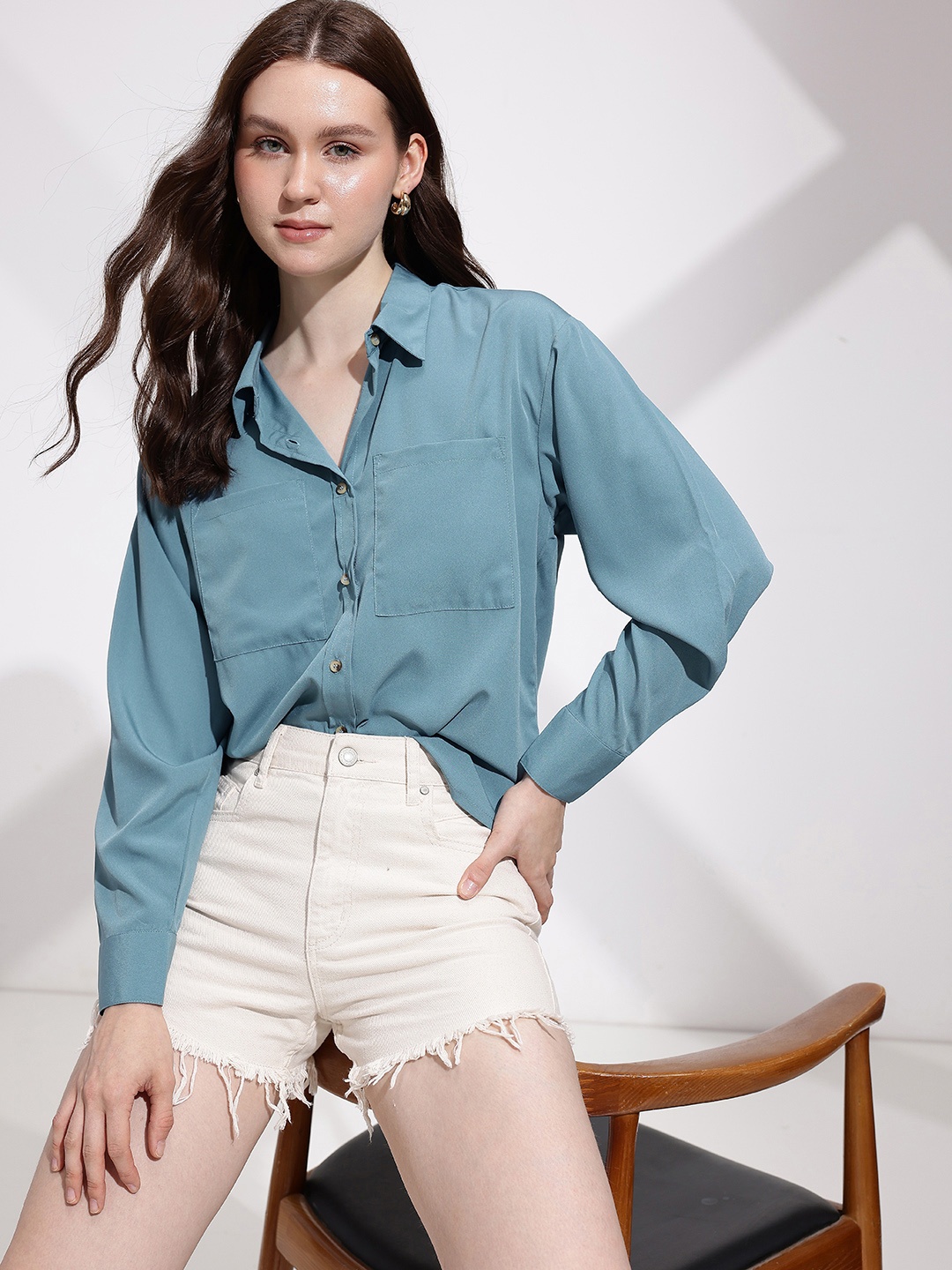 

encore by INVICTUS Opaque Casual Shirt, Blue