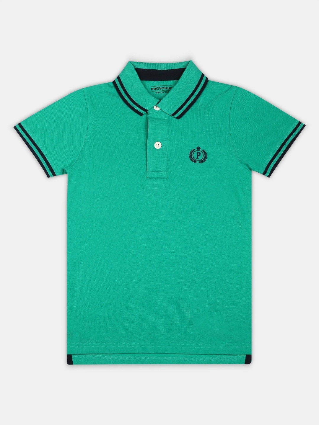 

Provogue Boys Solid Polo Collar Cotton T-shirt, Green