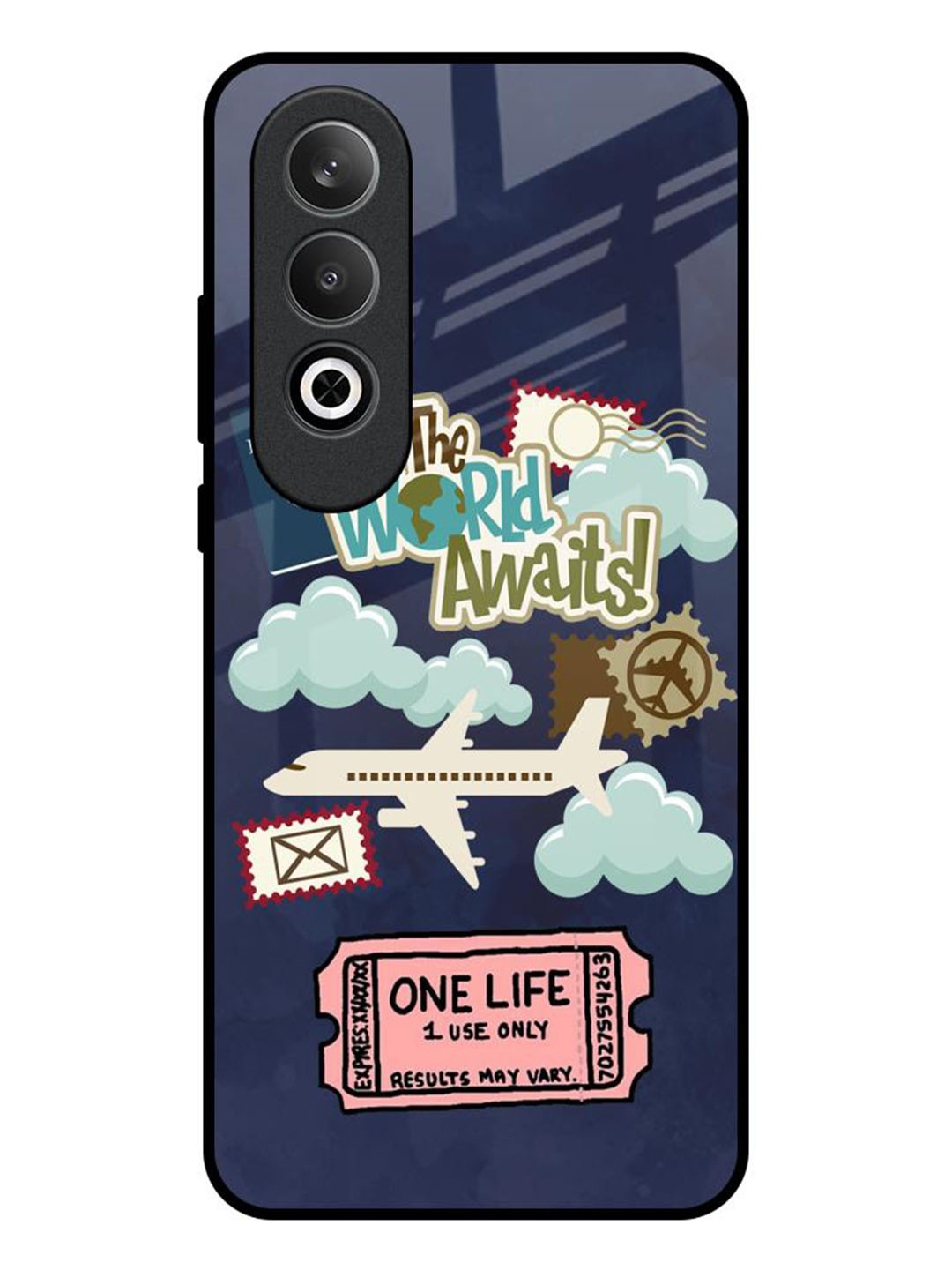 

QRIOH Tour The World OnePlus Nord CE4 5G Impact Resistant Back Case, Navy blue