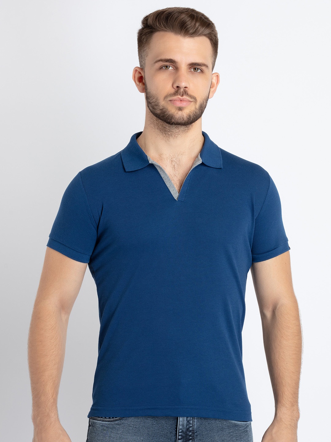 

Status Quo Men Blue Polo Collar T-shirt