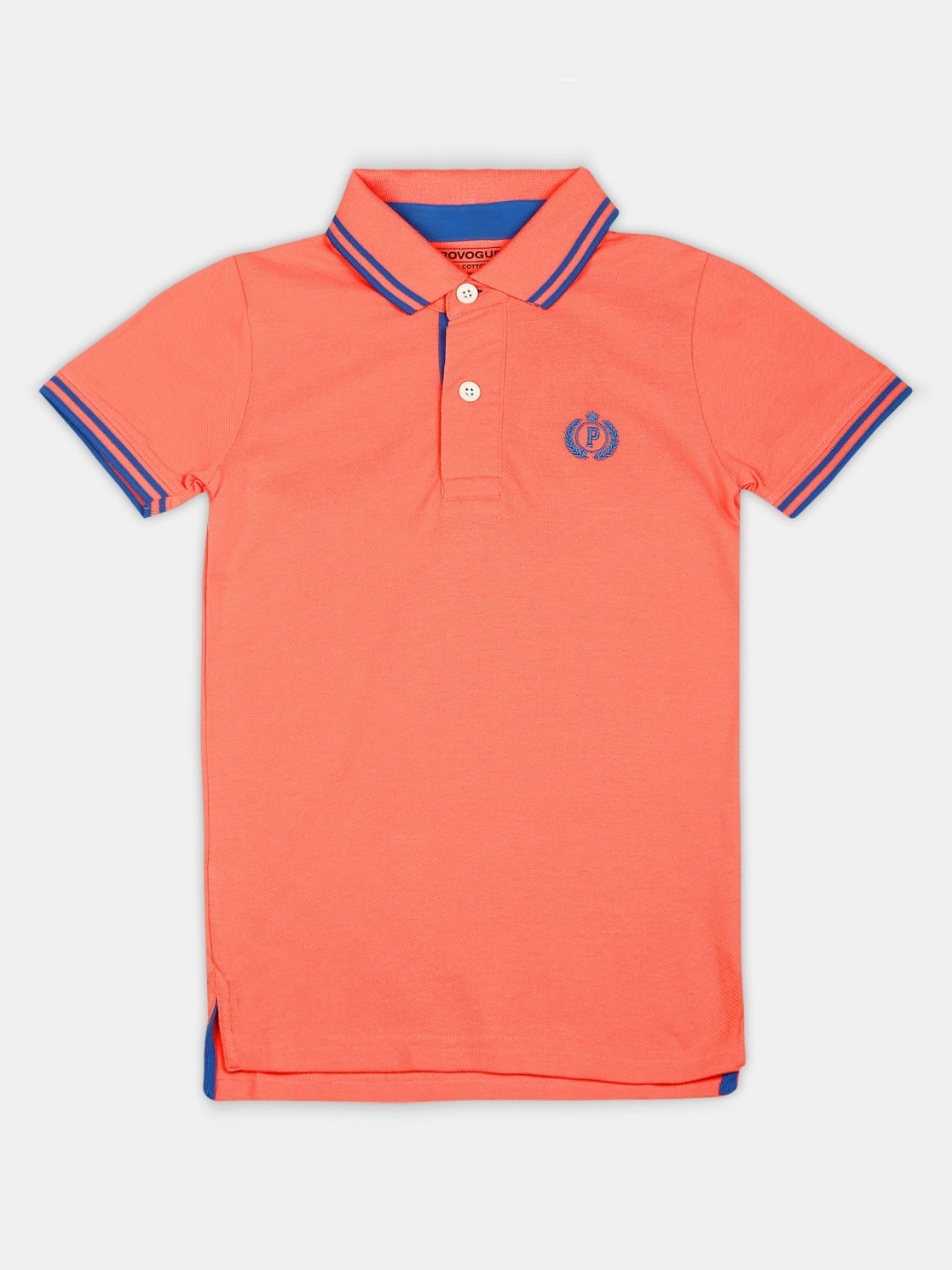 

Provogue Boys Solid Polo Collar Cotton T-shirt, Peach