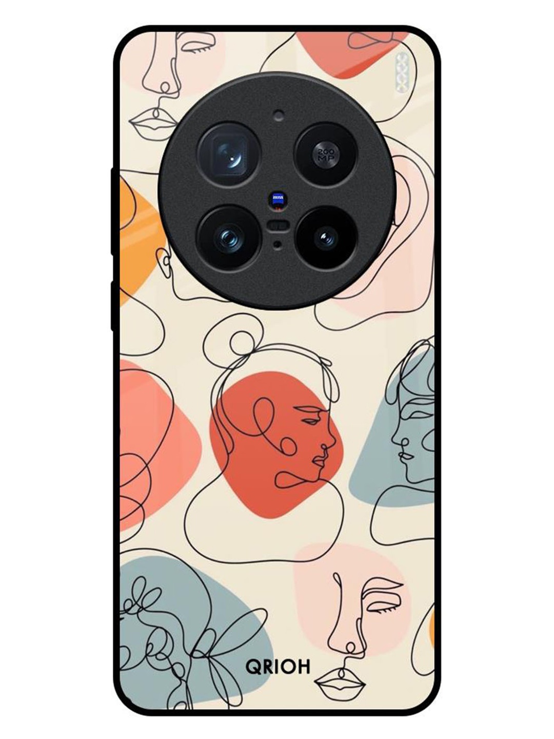 

QRIOH Abstract Faces Vivo X200 Pro 5G Impact Resistant Back Case, Cream