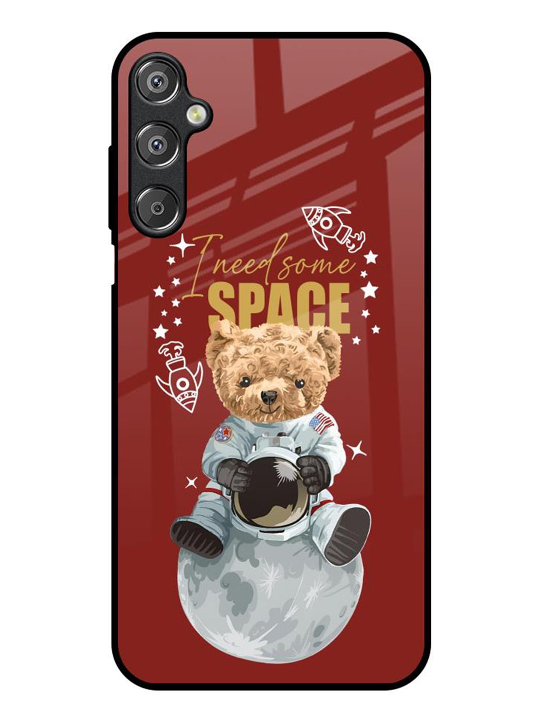 

QRIOH Astronaut Bear Samsung Galaxy F15 5G Impact Resistant Back Case, Maroon