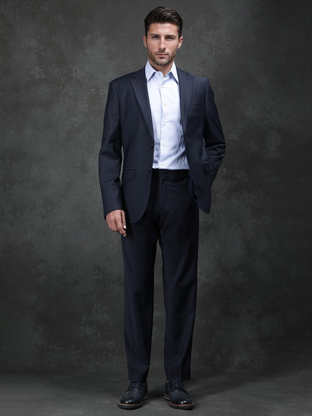 

RARE RABBIT ARBO-B Men Slim Fit Single-Breasted 2 Piece Suits, Navy blue