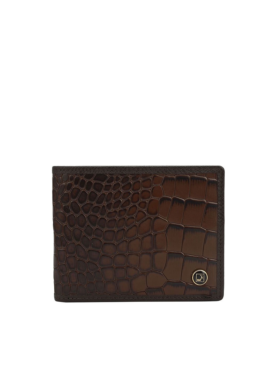 

Da Milano Men Textured Leather Two Fold Wallet, Brown