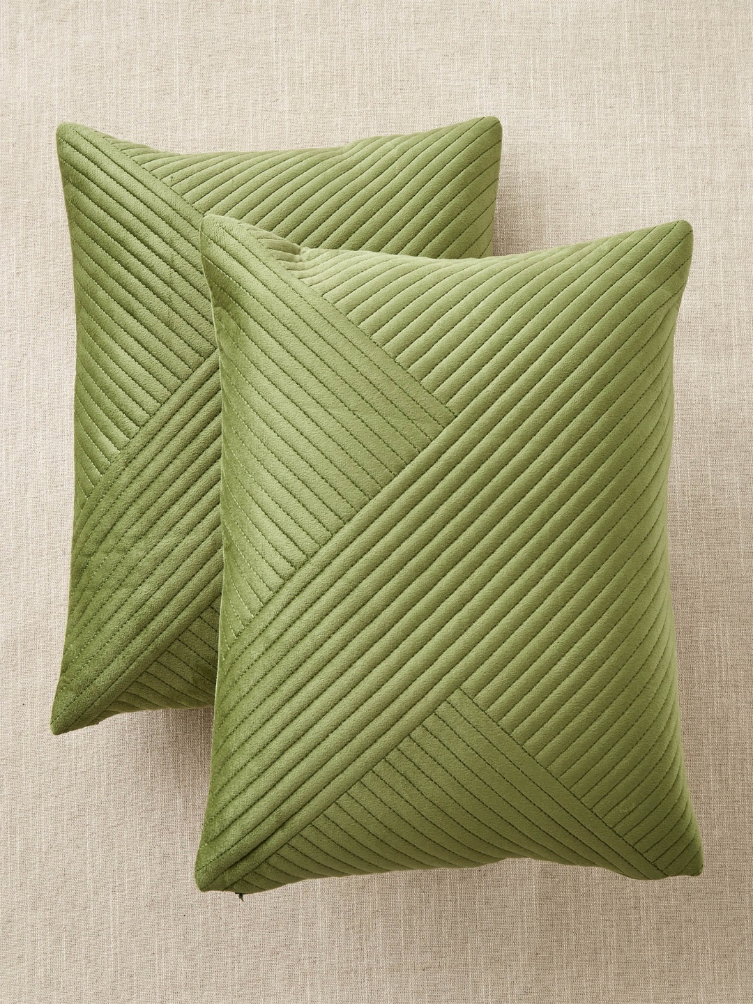 

Home Centre Mystic Meadows Green 2 Pieces Striped Square Cushion Covers