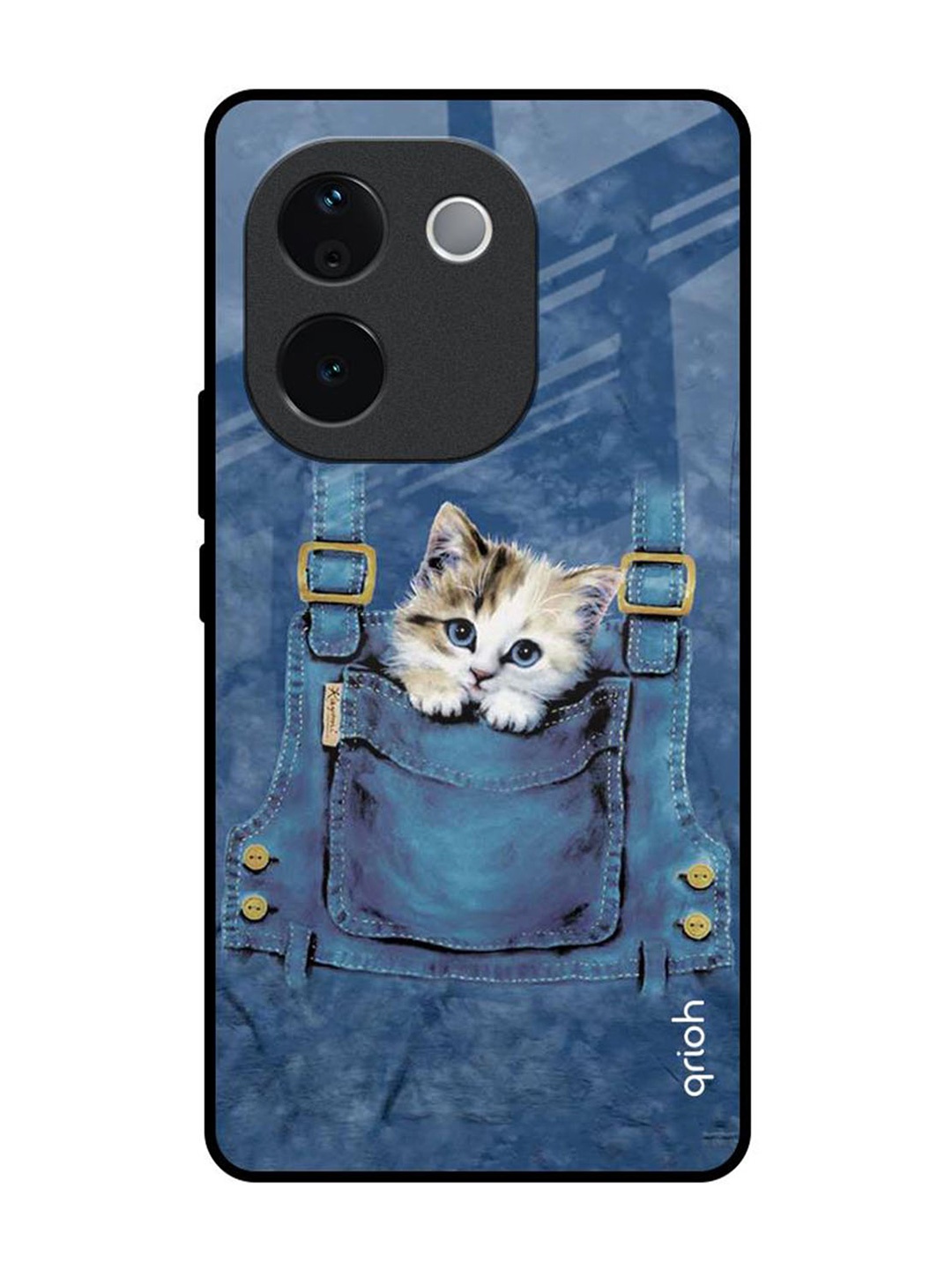 

QRIOH Kitty In Pocket IQOO Z9s Pro 5G Impact Resistant Back Case, Blue