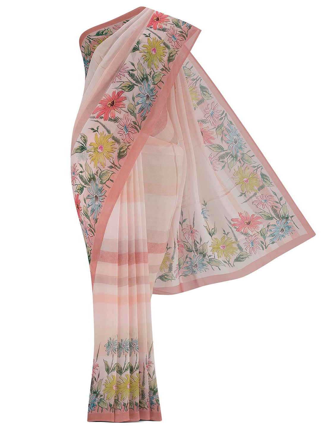 

Nalli Floral Printed Saree, Peach