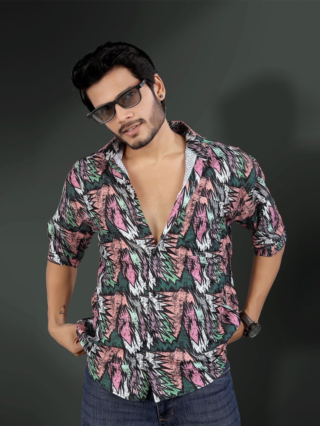 

Metronaut Men Semi Sheer Printed Casual Shirt, Multi