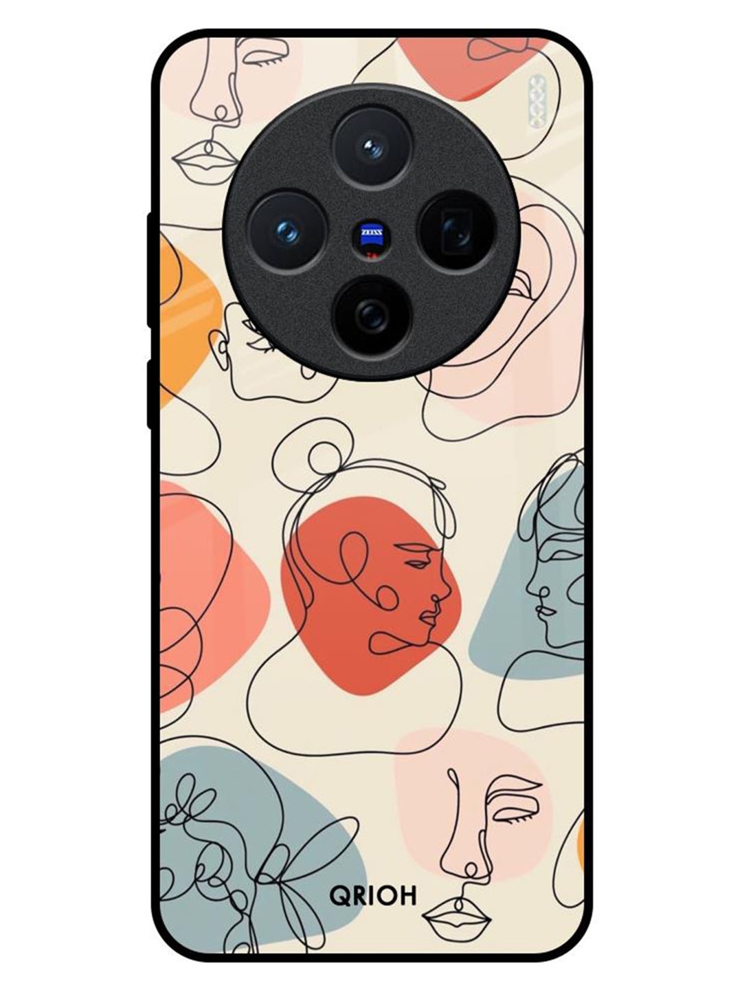 

QRIOH Abstract Faces Vivo X200 5G Impact Resistant Back Case, White