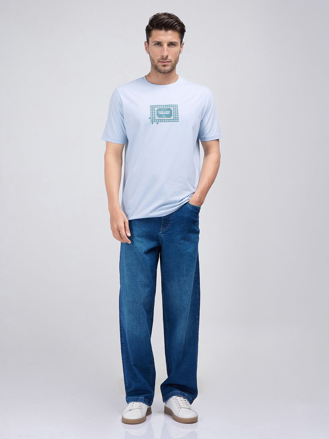 

RARE RABBIT Men Printed Pockets T-shirt, Blue