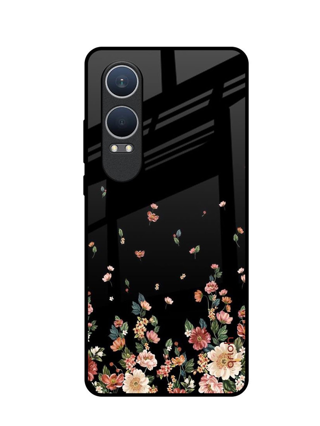 

QRIOH Floating Floral Print OnePlus Nord CE4 Lite 5G Impact Resistant Back Case, Black