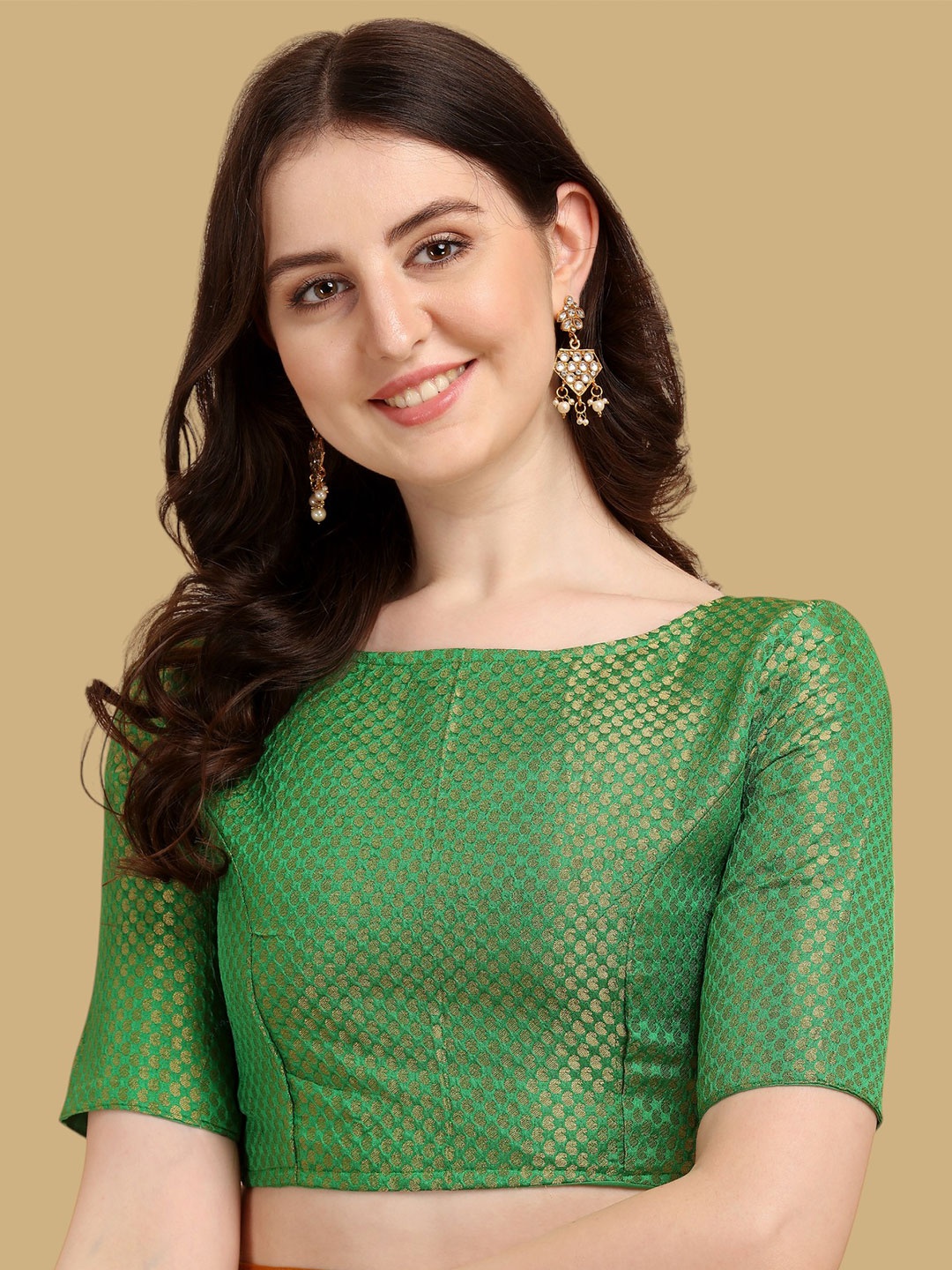 

Oomph! Woven Design Traditional Saree Blouse, Green