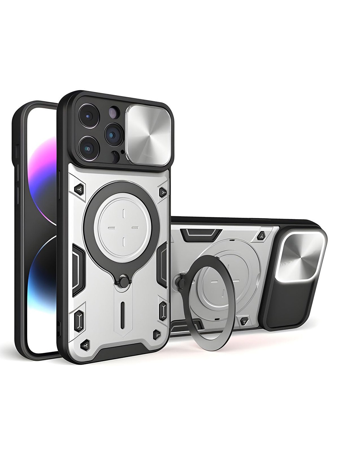 

LIRAMARK Solid Printed iPhone 15 Pro Back Case Mobile Accessories, Silver