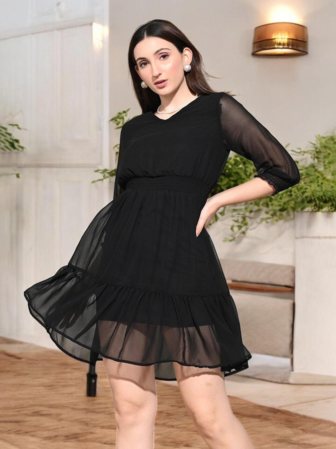 

Arbiter Collection Fit & Flare Mini Dress, Black