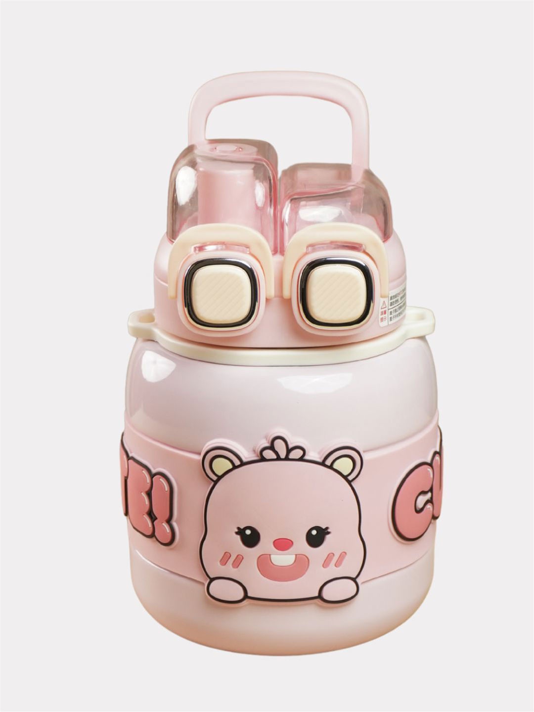 

Little Surprise Box LLP Pink & Black Cartoon Printed Stainless Steel Water Bottle 660 ml