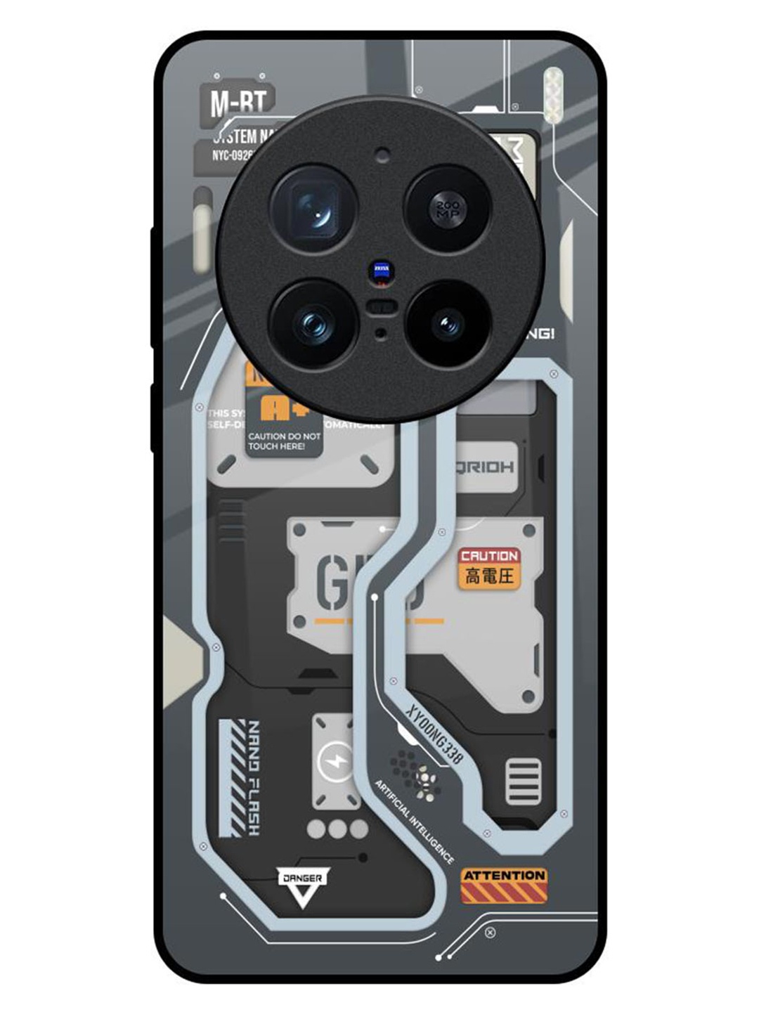 

QRIOH Retro Futuristic Vivo X200 Pro 5G Impact Resistant Back Case, Grey