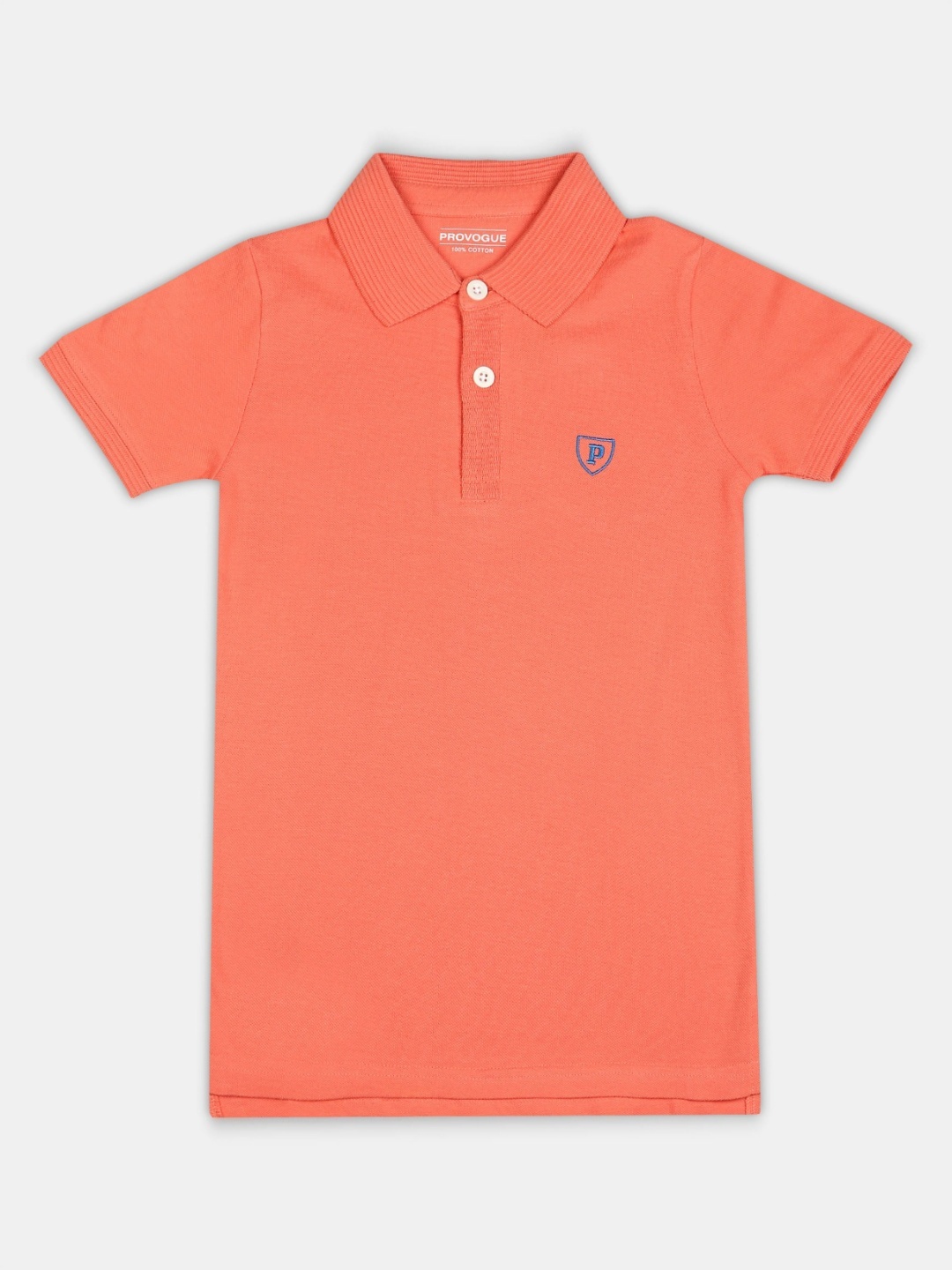 

Provogue Boys Solid Polo Collar Cotton T-shirt, Peach