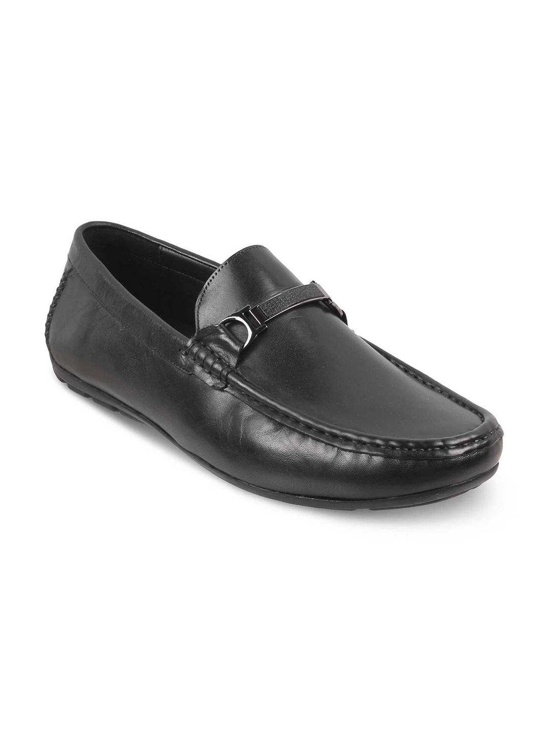 

Tresmode The Cegold Black Men's Leather Driving Loafers