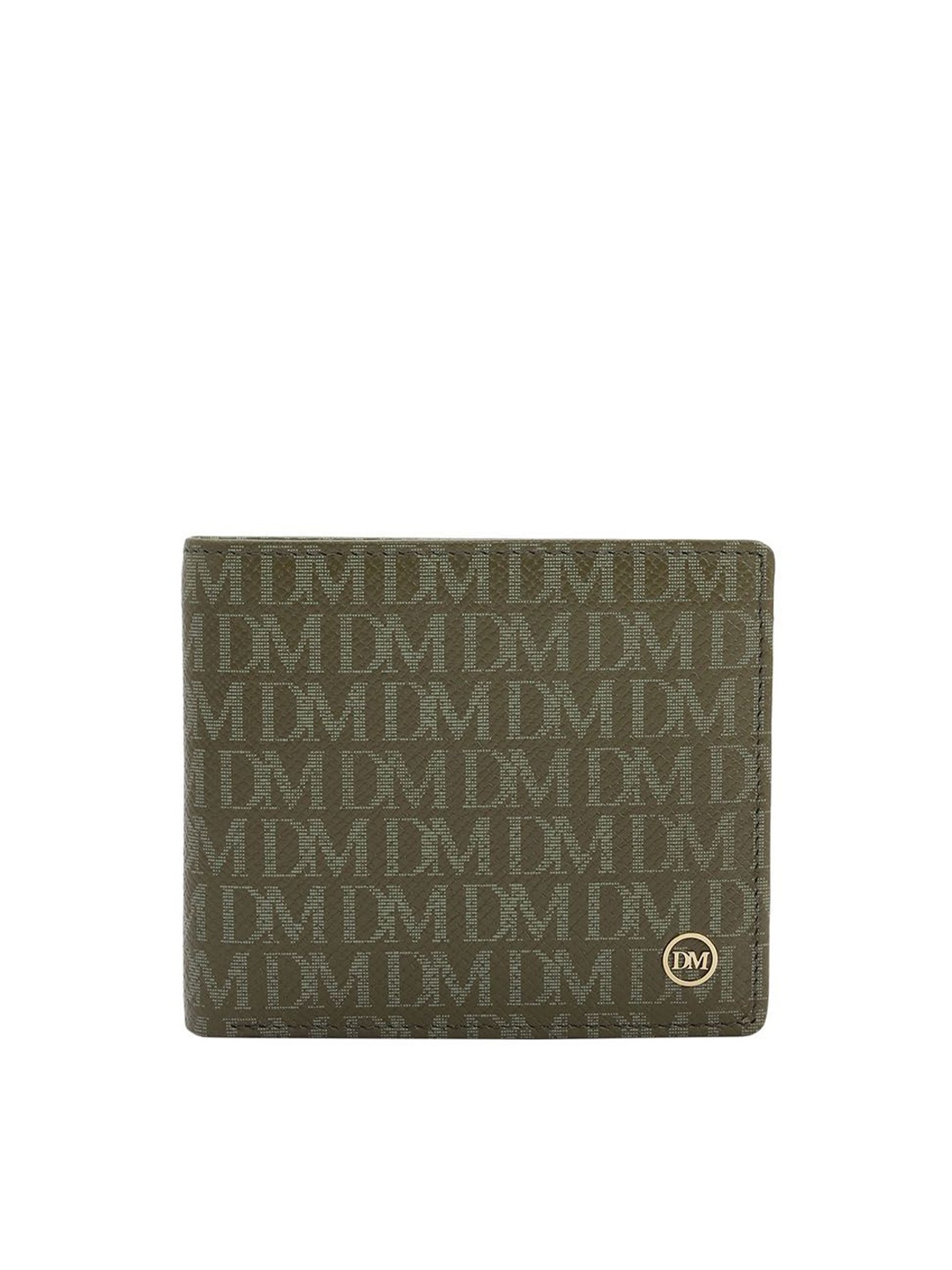 

Da Milano Men Typography Textured Leather Two Fold Wallet, Green
