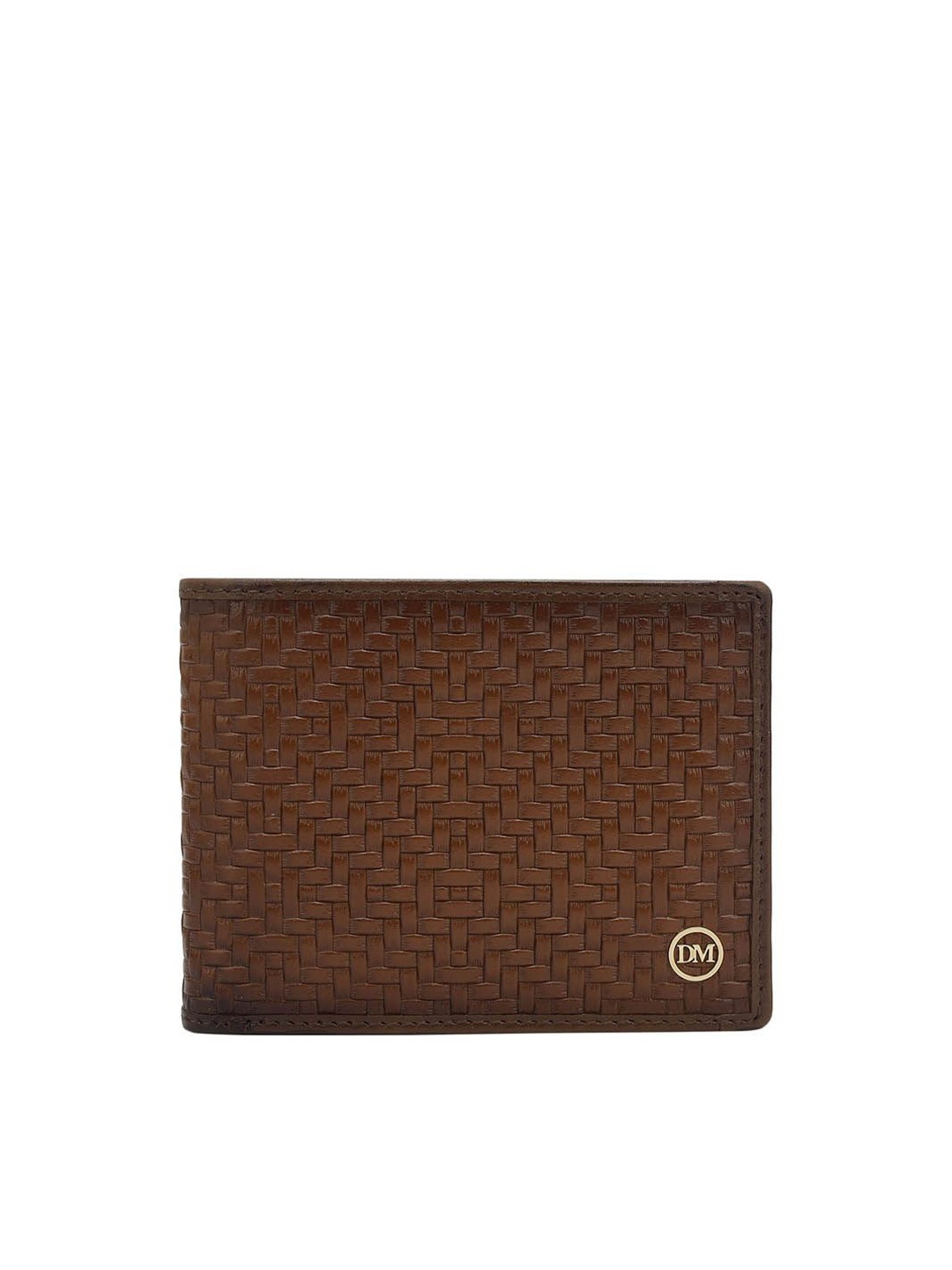 

Da Milano Men Geometric Textured Leather Two Fold Wallet, Brown