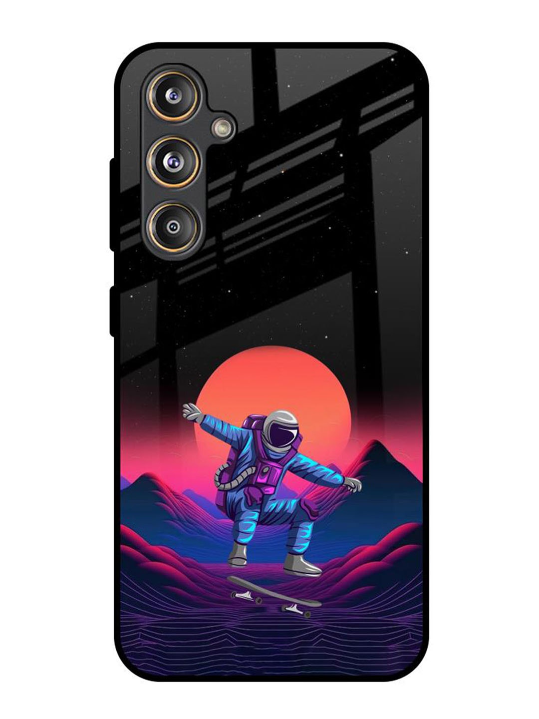 

QRIOH Retro Astronaut Samsung Galaxy F55 5G Impact Resistant Back Case, Black