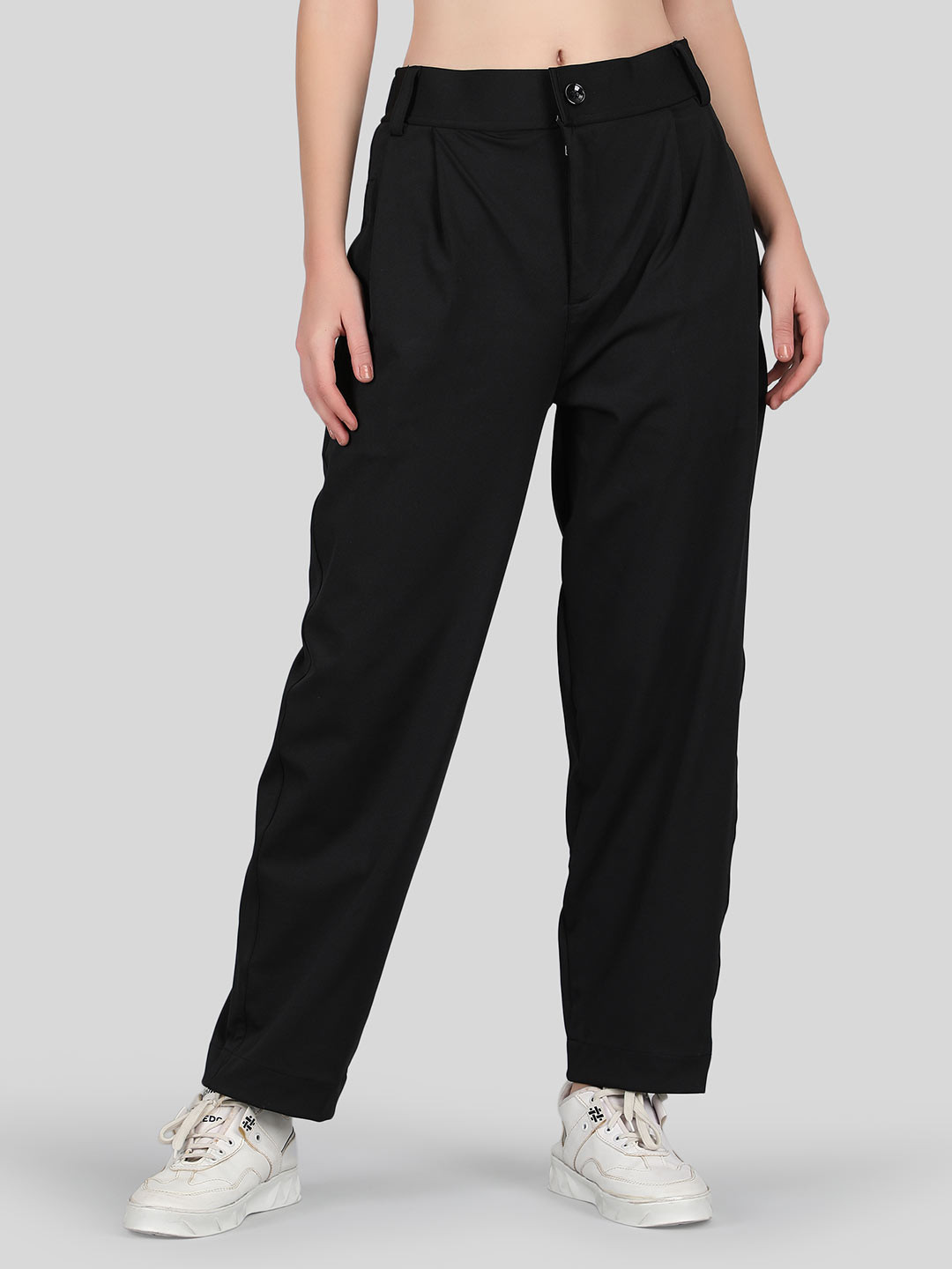 

Raxedo Women Pleated Relaxed Fit Korean Pants Korean Trousers, Black