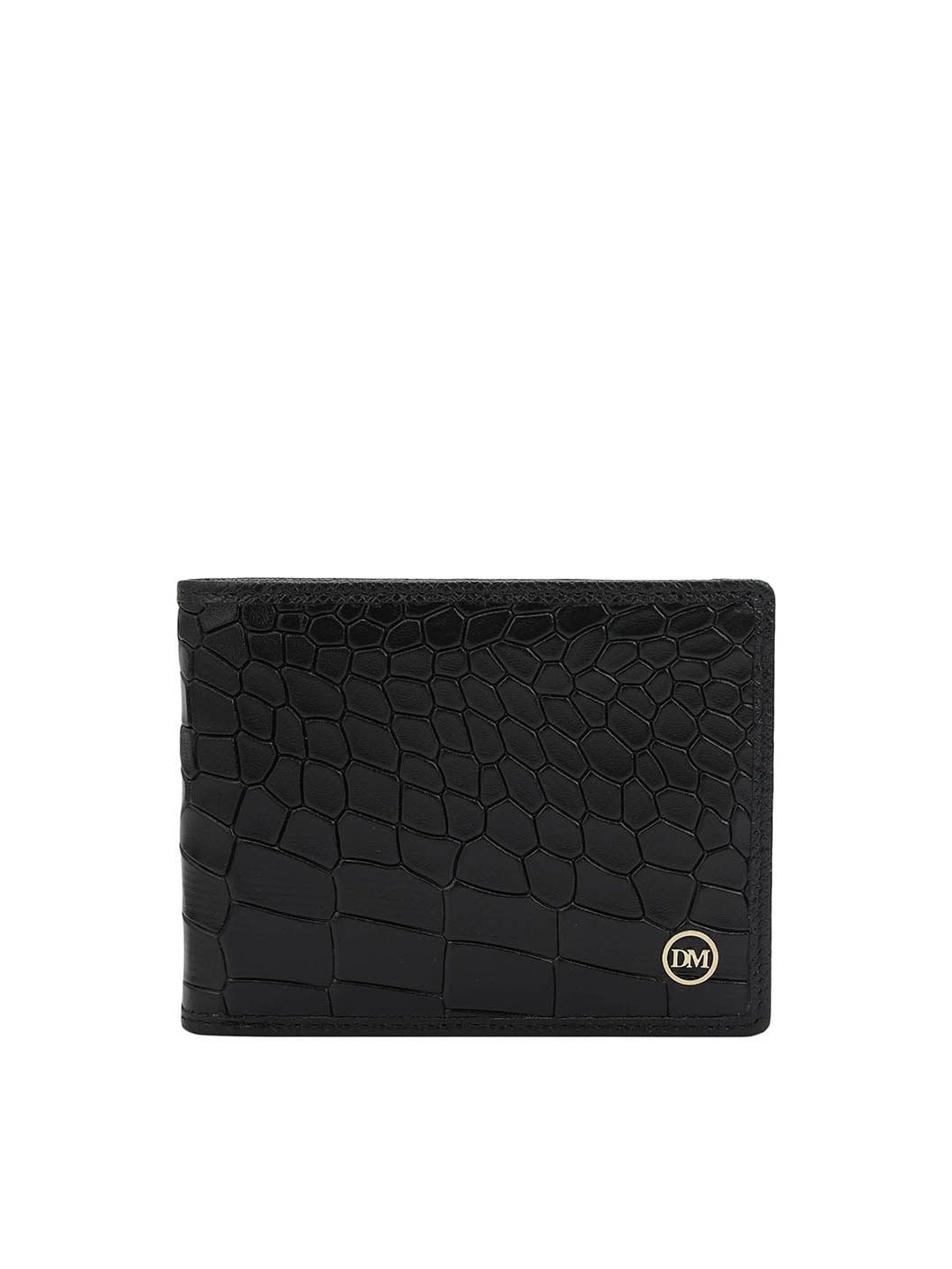 

Da Milano Men Textured Leather Two Fold Wallet, Black