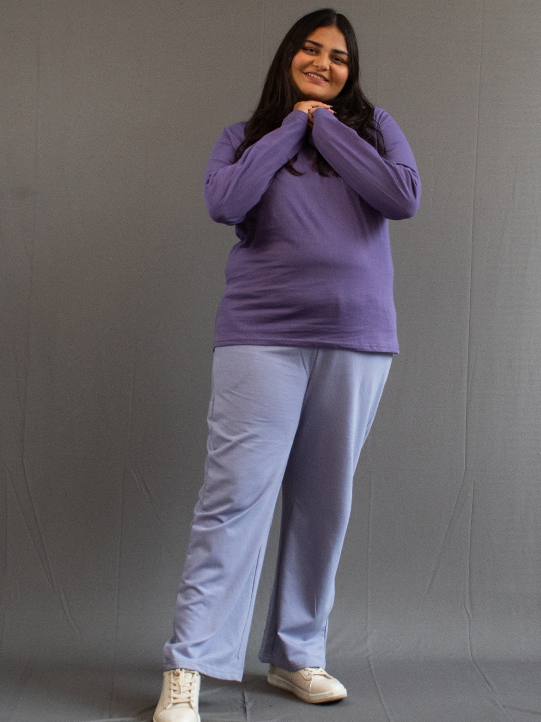

GlamZei Women Plus Size Cotton Mid Rise Track Pants, Lavender