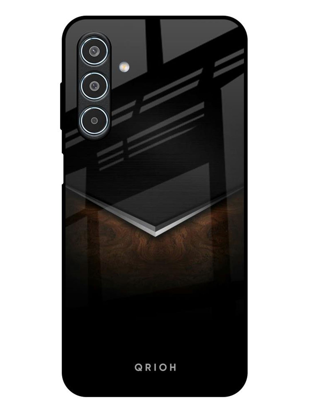 

QRIOH Dark Walnut Real Samsung Galaxy M35 5G Impact Resistant Back Case, Black