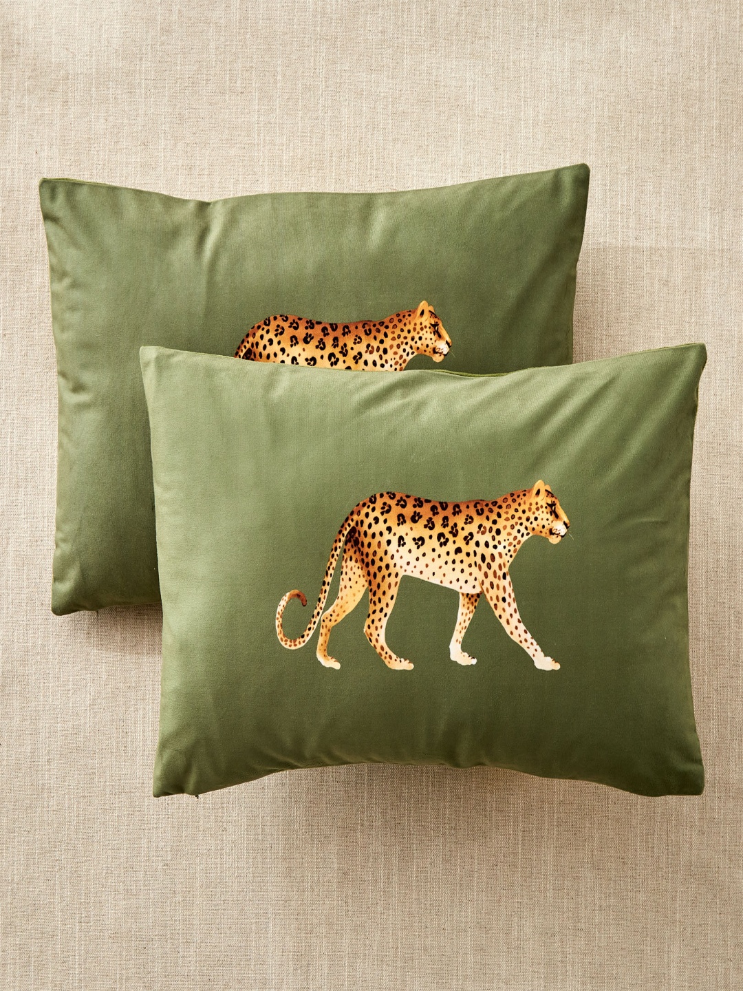 

Home Centre Mystic Meadows Leopard Green & Brown 2 Pieces Rectangle Cushion Covers