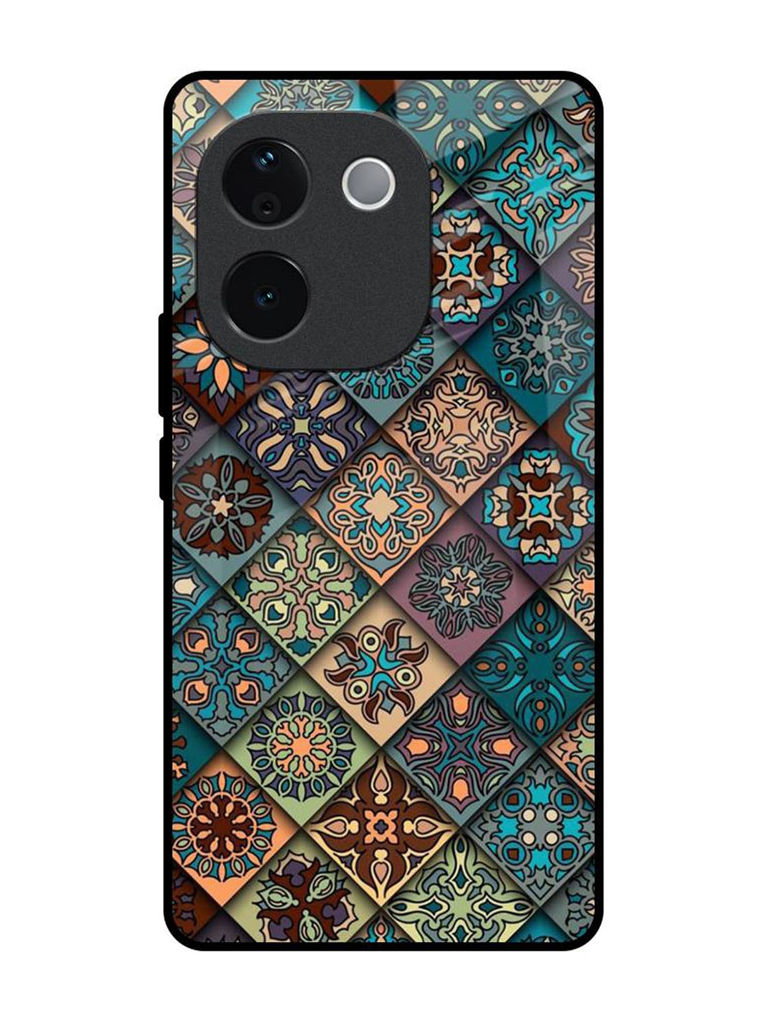 

QRIOH Retro Art Vivo T3 Pro 5G Impact Resistant Back Case, Teal