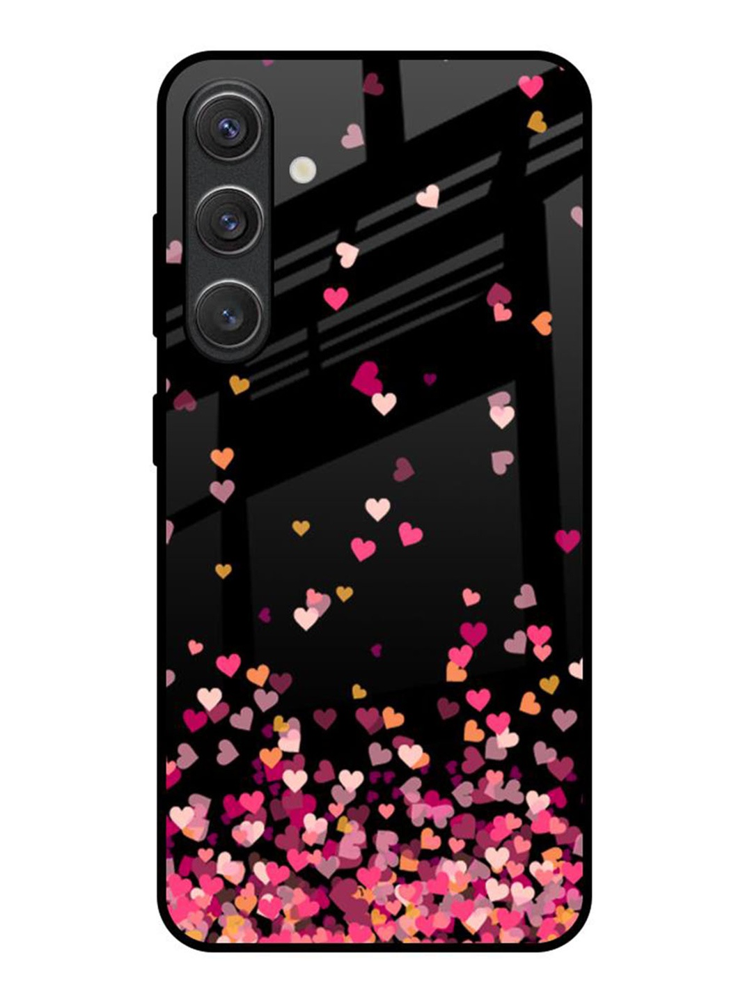 

QRIOH Heart Rain Fall Samsung Galaxy S25 5G Impact Resistant Back Case, Black