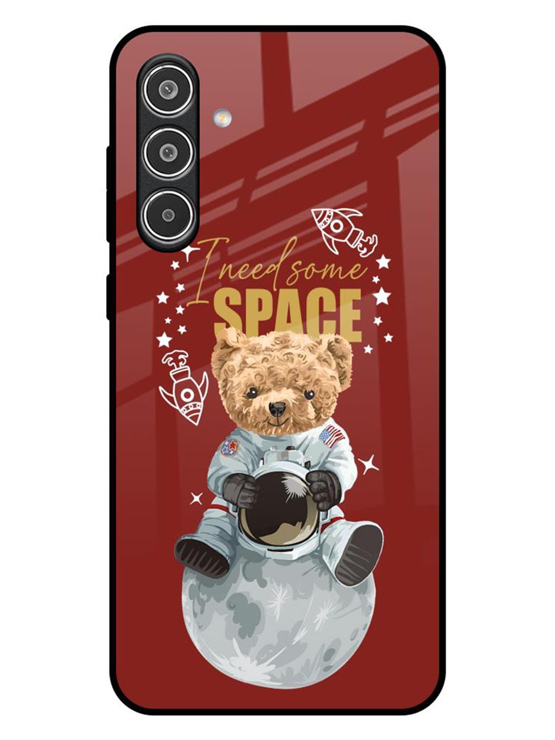 

QRIOH Astronaut Bear Samsung Galaxy A36 5G Impact Resistant Back Case, Maroon