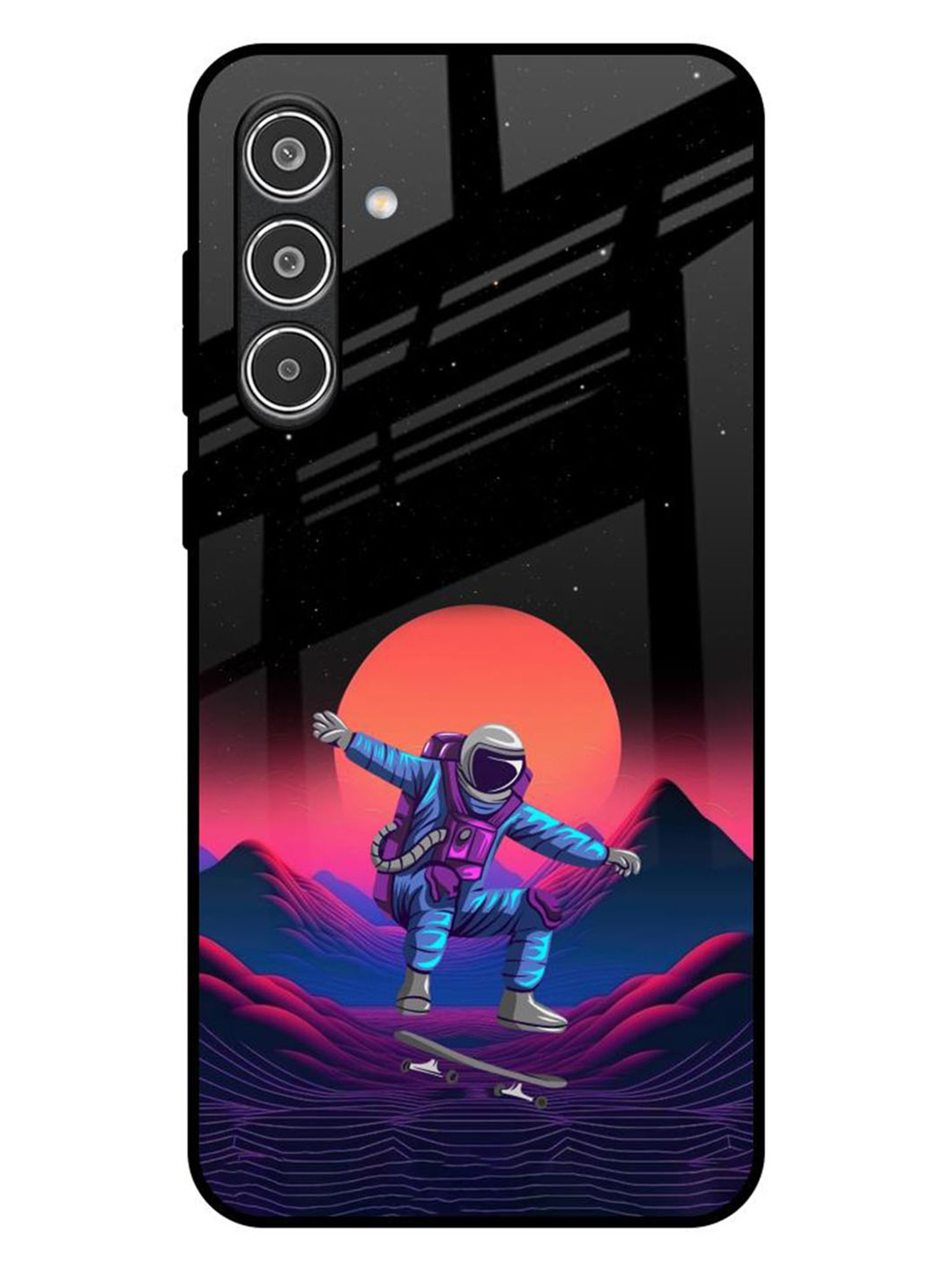 

QRIOH Retro Astronaut Samsung Galaxy A36 5G Impact Resistant Back Case, Black
