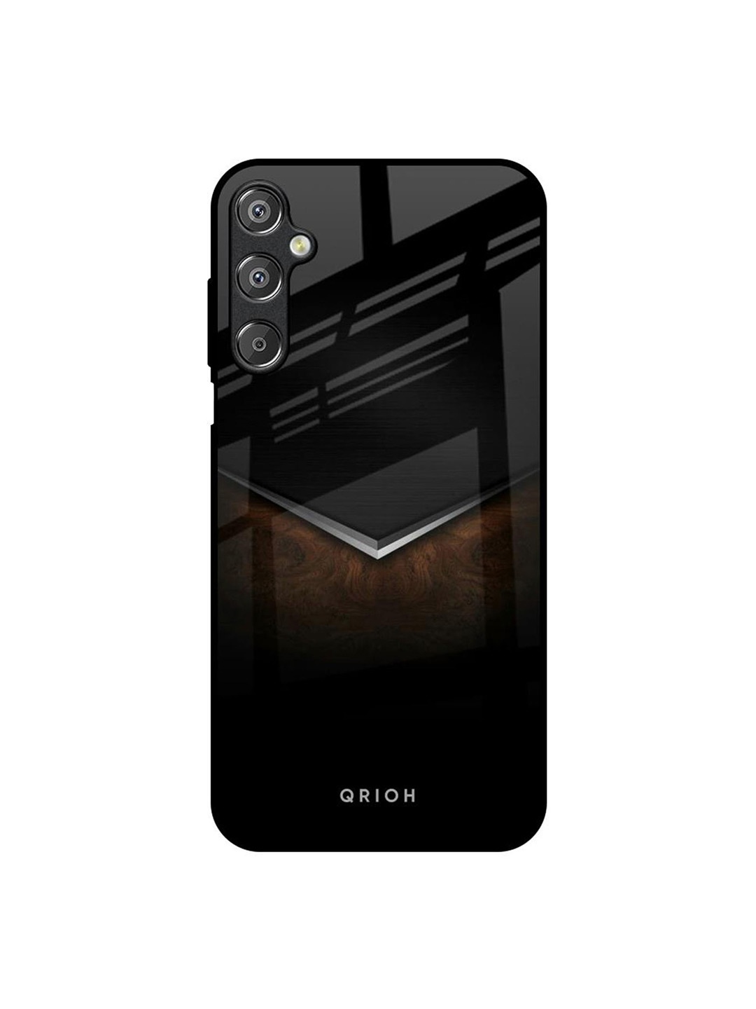 

QRIOH Dark Walnut Real Samsung Galaxy F15 5G Impact Resistant Back Case, Black