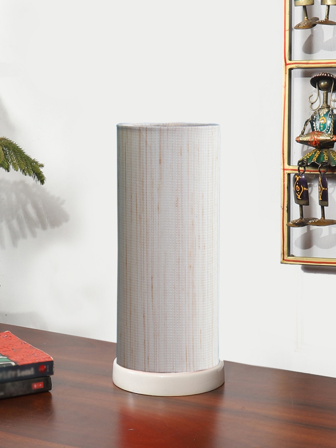 

Devansh Off White Wooden Contemporary Cylindrical Shaped Table Lamp