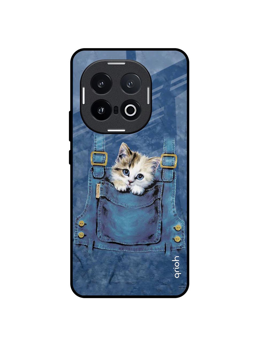 

QRIOH Kitty In Pocket IQOO 13 5G Impact Resistant Back Case, Blue