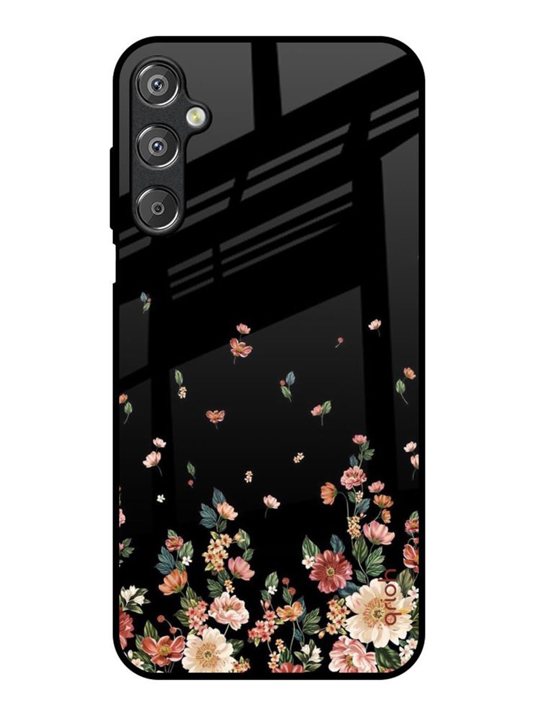 

QRIOH Floating Floral Print Samsung Galaxy F15 5G Impact Resistant Back Case, Black
