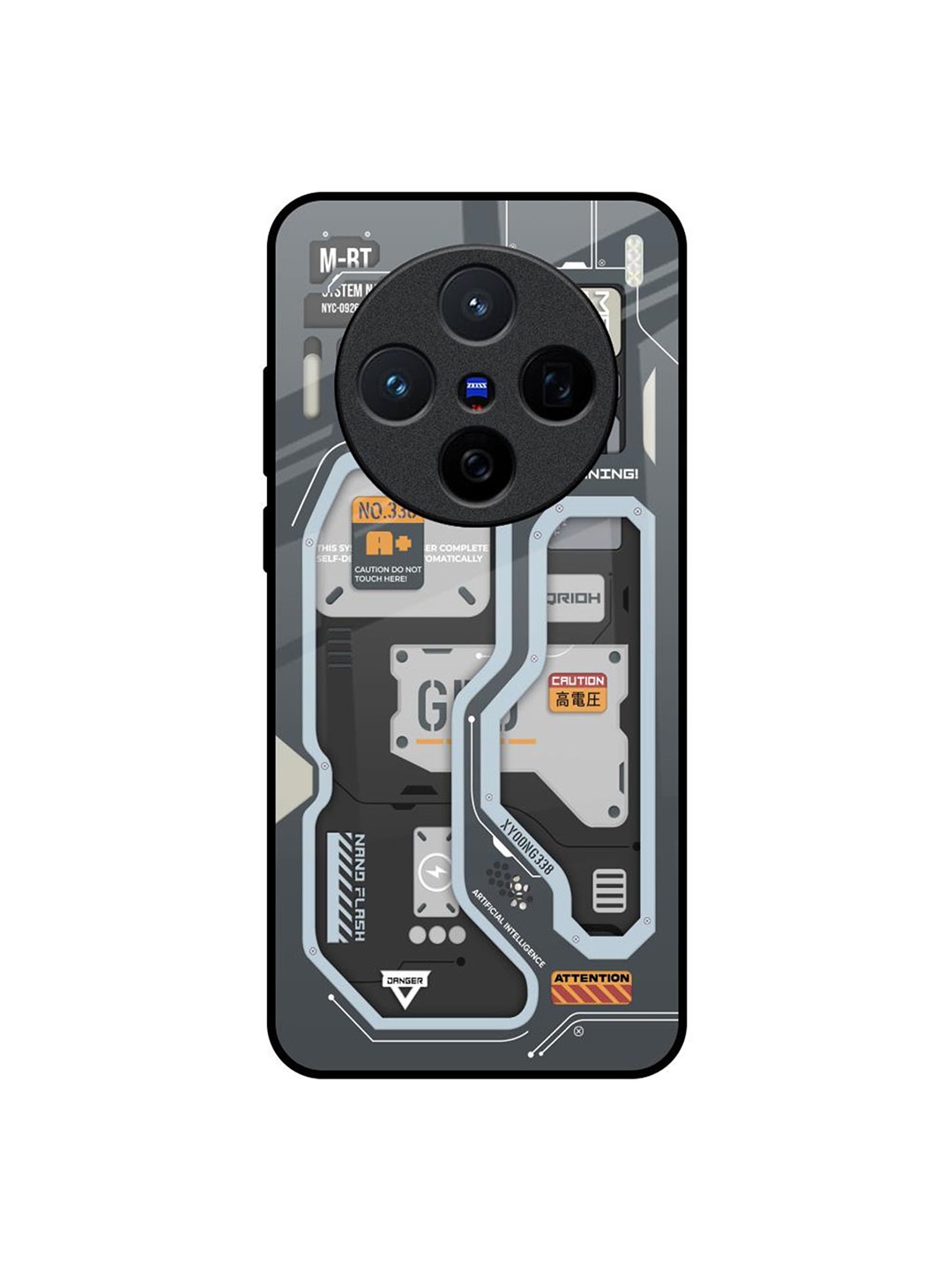 

QRIOH Retro Futuristic Vivo X200 5G Impact Resistant Back Case, Grey