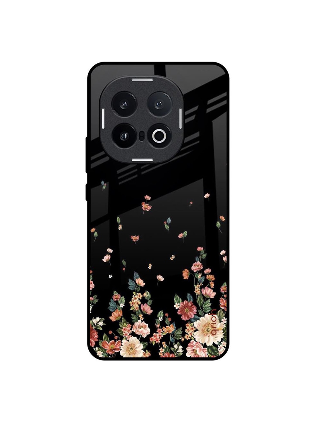 

QRIOH Floating Floral Print IQOO 13 5G Impact Resistant Back Case, Black