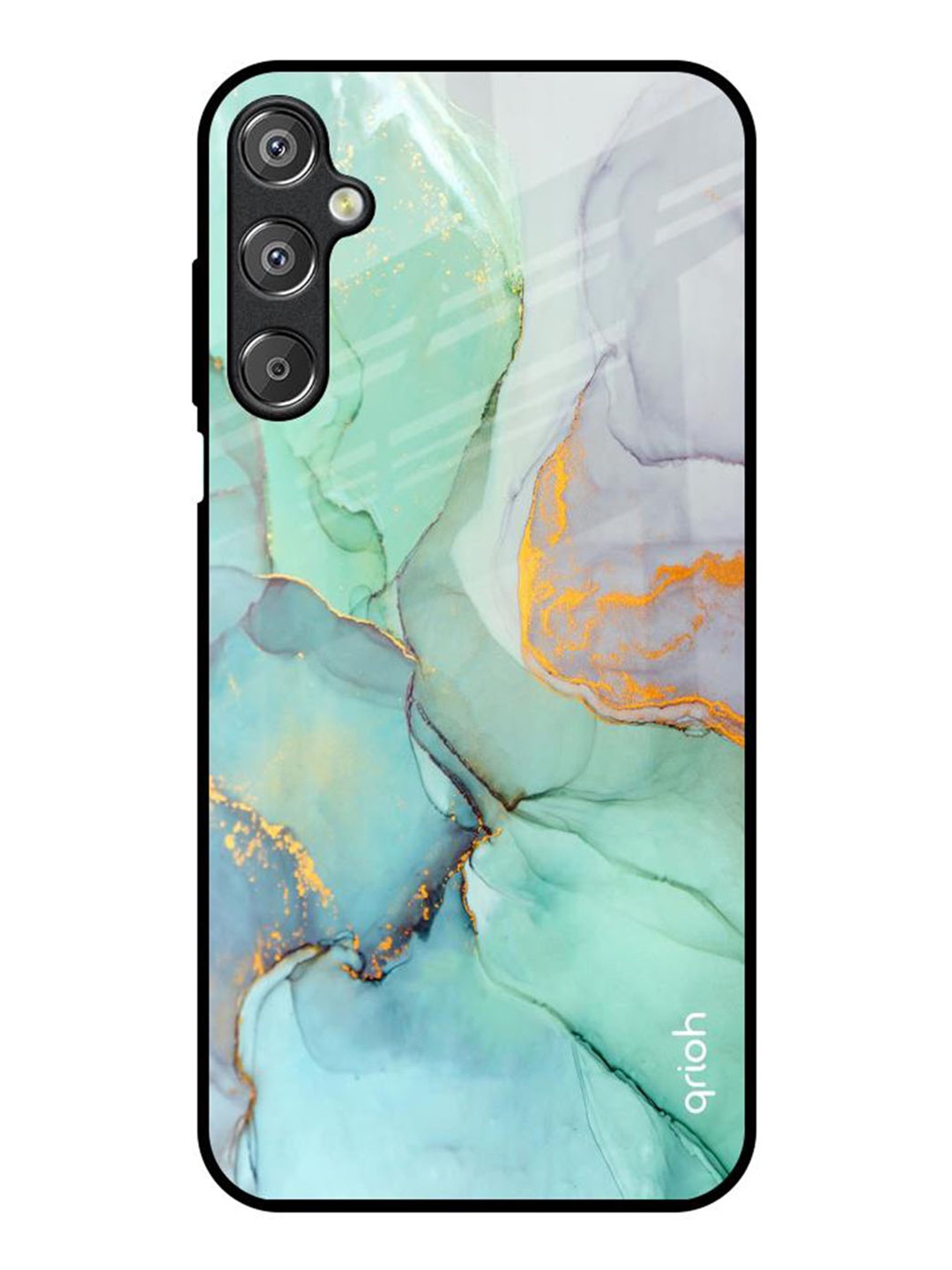 

QRIOH Green Marble Samsung Galaxy F15 5G Impact Resistant Back Case, Blue