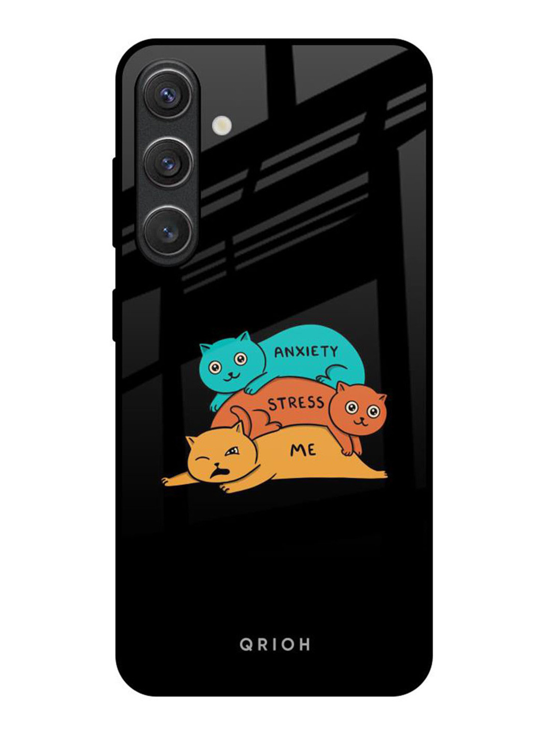 

QRIOH Anxiety Stress Real Samsung Galaxy S25 5G Impact Resistant Back Case, Black
