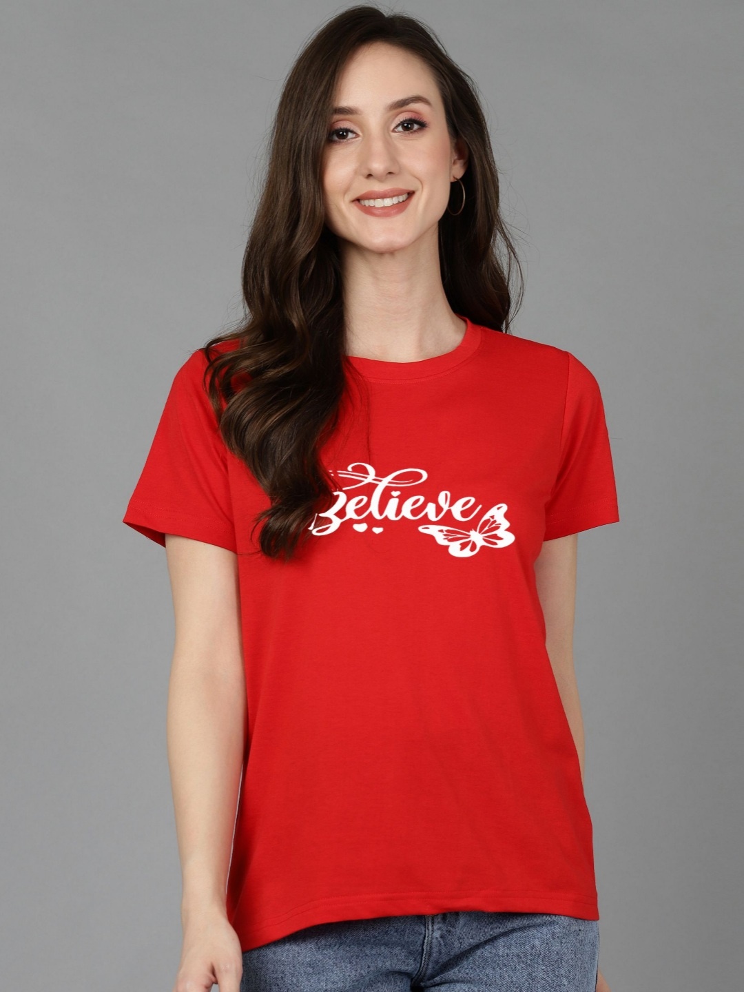 

Adyavastram Women Printed Pockets T-shirt, Red